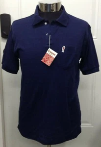 Nuevo con etiquetas LOGOTIPO Vintage McGregor Bagpiper Polo Azul con Bolsillo Frontal Talla Mediana - Imagen 1 de 6