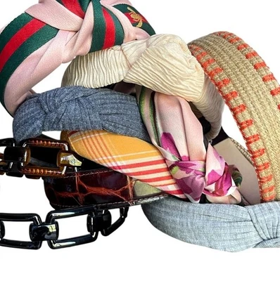 Lot 10 Hair Headbands Wide Knot Fabric Leather Tortoise Shell Floral Bands Bee - Image 1 of 4