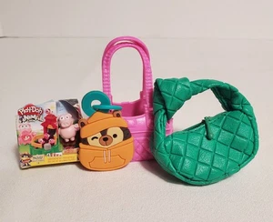 Lote MINIATURA de Muñeca Barbie Portador de Mascotas Zuru Un Nudo Bolso de Mano Pigsley Playdoh - Imagen 1 de 10