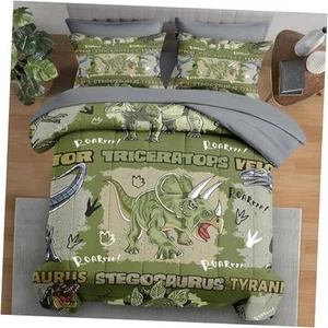 5 Pcs Comforter Set Twin Size, Cool Cartoon Dinosaur Bedding for Kids and - Picture 1 of 7