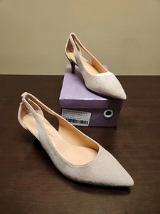 NIB AMBELIGHT Womens Slip On Dress Pointed Toe Suede Heel Size 9.5 Khaki Taupe - Picture 1 of 12