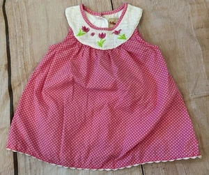 Toffee Apple Mädchen Größe 6m gesmoktes Kleid Kragen gepunktet - Bild 1 von 4