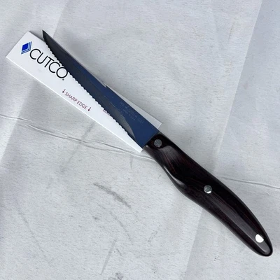 Cuchillo recortador Cutco 1021 hoja dentada de 4 7/8" de colección marrón remolino afilado de fábrica Foto 1 de 4