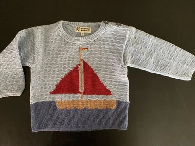 NUEVO Suéter Suéter Unisex Niños Algodón/Poliéster Azul Veleros Talla 1 Foto 1 de 4