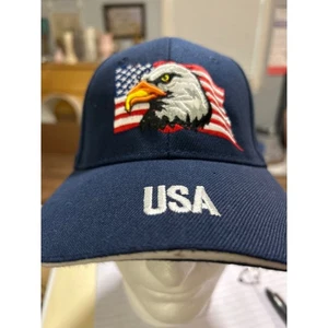 Gorra de béisbol azul marino bordada águila bandera americana de Estados Unidos sombrero patriótico - Imagen 1 de 5