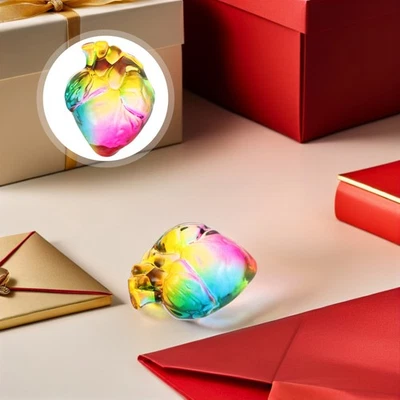 Multicolor 3d Human Heart Figurine Crystal Heart Sculpture Model Home Decor - Image 1 of 4