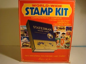 H.E. Harris World Wide Stamp Kit unbenutzt Album neu im Karton 1980 mit Briefmarken - Bild 1 von 17