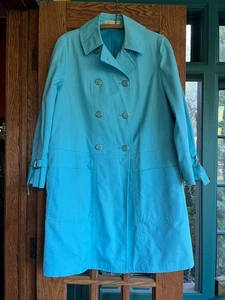Vintage Misty Harbor Yachtsman Cloth Trench Coat – Size 16 L/G – Turquoise - Picture 1 of 13