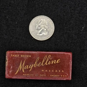 Maybelline Mascara w Brush Cardboard Box Instructions Sable Brown RARE 1930s - Picture 1 of 9