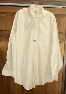 Brooks Brothers Dress Shirt Classic 18 6/7 Yellow 346 Button Down 100% Cotton - Picture 1 of 4