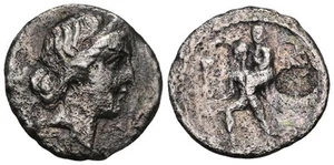 Roman Republic Silver Denar - North Africa 47-46 BC - Julius Caesar - Aeneas - Picture 1 of 4