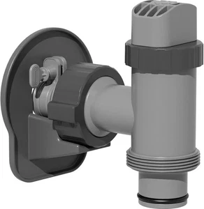 Adattatore tubo piscina fuori terra con valvola a stantuffo e porta tubo piscina - Foto 1 di 3