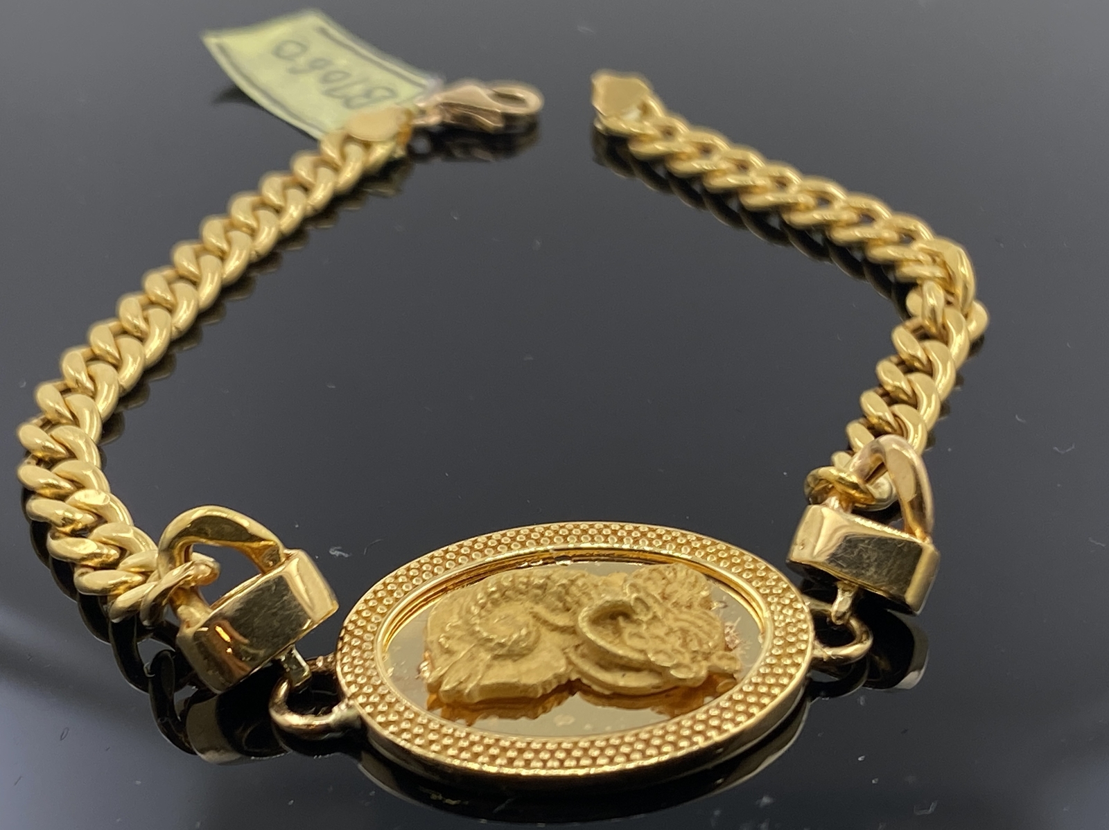 21K Solid Gold Cuban Bracelet With 