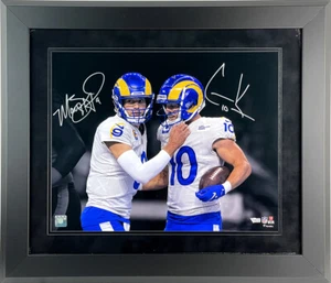 Foto enmarcada 16x20 autografiada de Matthew Stafford & Cooper Kupp de Los Ángeles Rams - Imagen 1 de 1