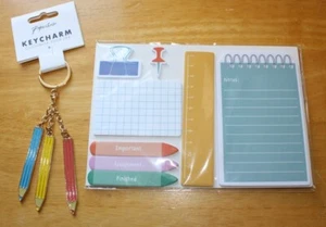 Paperchase pencil keycharms and Post it notes by Tiger - Picture 1 of 4