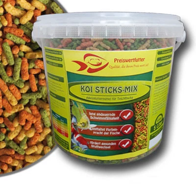 Koi Sticks-MIX 5Liter Eimer 650 g Fischfutter Koifutter Teichfutter Teichsticks