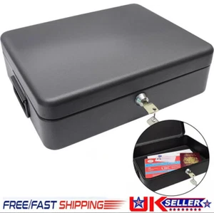 Security Lock Box Fireproof Large Chest Cash Safe Keys Document Home Office Box - Picture 1 of 13