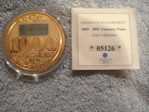 AMERICAN MINT GEORGE MEADE $1000 BANKNOTE COMMEMORATIVE COIN(1890-91 TREASURY) - Picture 1 of 4
