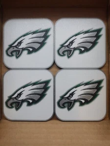 PHILADELPHIA EAGLES NFL DRINK COASTERS FOOTBALL 3.5" .2 SET 4 HEAT RESISTANT BAR - Picture 1 of 6