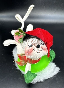Muñecas Annalee Mobilitee 1998 Navidad ratón trineo platillo trineo verde vintage - Imagen 1 de 11