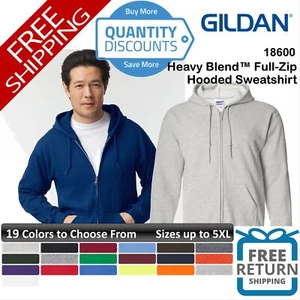🔥 Gildan Men Heavy Blend Full-zip Hooded Sweatshirt Pockets Up To 5XL 18600 - Picture 1 of 58