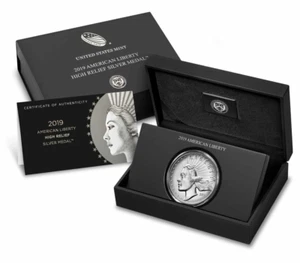 American Liberty 2019-P High Relief Silver Metal 2,5 oz Deluxe OGP y certificado de autenticidad #19DB - Imagen 1 de 9