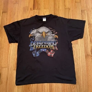 Vintage Defending Freedom Stand Behind Our Troops Graphic Eagle Shirt Size Large - Picture 1 of 7