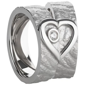 Ring Freundschafts- Partnerr- Symbol- Verlobungsringe Edelstahl Silber + Gravur - Bild 1 von 6
