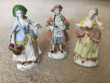 Lot of 3 Victorian 5 3/8" Porcelain Figurines Red "MADE IN OCCUPIED JAPAN" Stamp