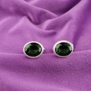 Green Tourmaline Stone Wedding Formal Statement Cufflinks Jewelry 925 Silver - Picture 1 of 6
