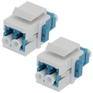 2x LC/UPC Duplex Single Mode Fiber Optical Coupler w/ Keystone Jack Snap-in Blue - Afbeelding 1 van 2