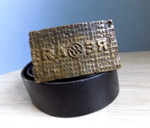Hermoso cinturón de cuero para hombre con hebilla de metal negro Italia talla 90 - Imagen 1 de 8
