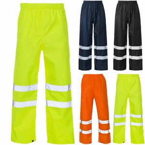 Hi Viz Vis Rain Over Wasserdicht Hi Visibility Sicherheit Arbeitshose Unterteil Herren - Bild 1 von 13