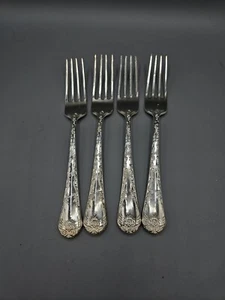 Wm Rogers & Son International Silver Silverplate Enchanted Rose 4 Dinner Forks - Picture 1 of 7