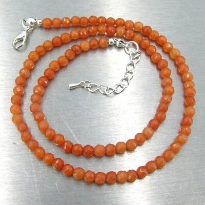 BAILYSBEADS edle Mandarin-Granat Kette Collier Halskette D-4mm facettiert - Bild 1 von 2