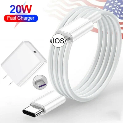 Para iPhone 13,12 13 Pro Max/11/XR Cargador Rápido 20W Cable PD Adaptador de Alimentación Tipo-C Foto 1 de 4
