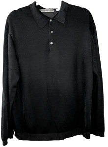 Le Collezioni Structure Sweater Mens Large Black Minimal Quiet Luxury Collared - Picture 1 of 4