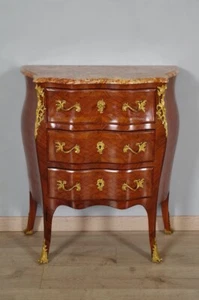 Commode style Louis XV marqueterie bronzes dorés - Picture 1 of 11