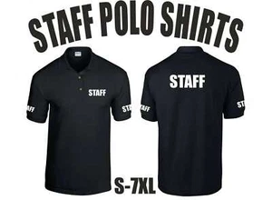 STAFF POLO SHIRT WORKFORCE STAFF EVENT SIZES S-7XL PRINTED FRONT/BACK/SLEEVES - Picture 1 of 2