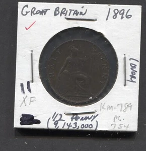 1896-Great Britain-XF/ 1/2 Penny - Picture 1 of 2