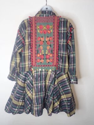 Ethnic Outfitters 格子装饰上衣长袖女式 L Peplum 波西米亚嬉皮士 — 第 1/4 张图片