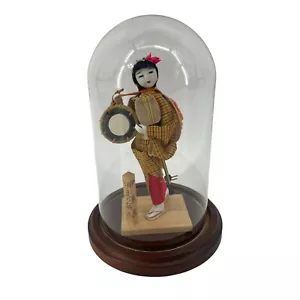 Vintage Nishi Geisha Drum Hat Japanese Baird Wood Bubble Case Display Japan - Picture 1 of 13