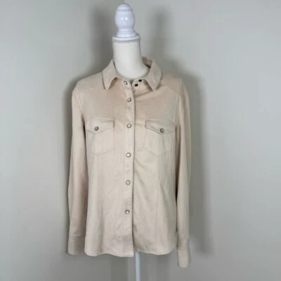 Guess Women’s Faux Suede Shirt Cream Size XL NWT - Image 1 of 4