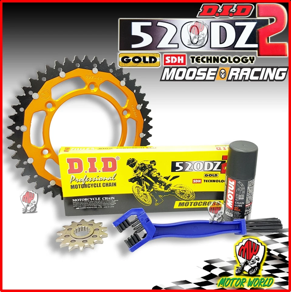 KIT TRASMISSIONE CATENA DID CORONA ARANCIONE PIGNONE KTM SX 250 2t 2009 2010 - Immagine 1 di 1