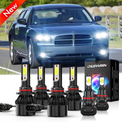 For Dodge Charger 2006-2007-2008-2009 6x 6000K LED Headlights Hi/Low Fog Lights - Image 1 of 4