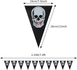 3 pc Halloween Party 10 Flag Banner Garland Decoration Spooky Skull Bloody - Picture 1 of 6