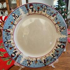 Snowmen Serenade Dinner Plate (s) 10 3/4" Stoneware MEIWA Art White Blue Red !
