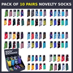 10 Pairs Unisex Novelty Cotton Socks Funny Gift Colourful Fun Men Women - Picture 1 of 18
