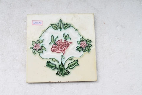 VINTAGE TILE ART NOUVEAU MAJOLICA PINK FLOWER DESIGN ARCHITECTURE TILE NH4422 Cover