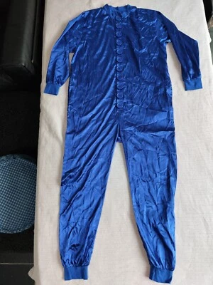 Unique Satin Unisex Jumpsuit Onesie Schlafoverall One Piece Pajamas Blau MEDIUM  - Bild 1 von 4